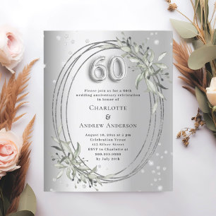 60th wedding anniversary silver diamond invitation