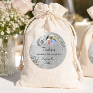 60th wedding anniversary silver photo diamonds classic round sticker