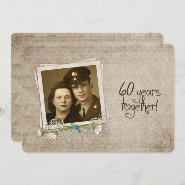 60th Wedding Anniversary Vow Renewal Invitation (Front/Back)