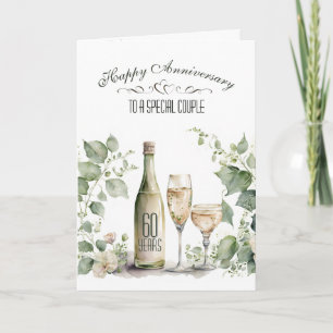60th Wedding Anniversary Wine and Ivy   Card