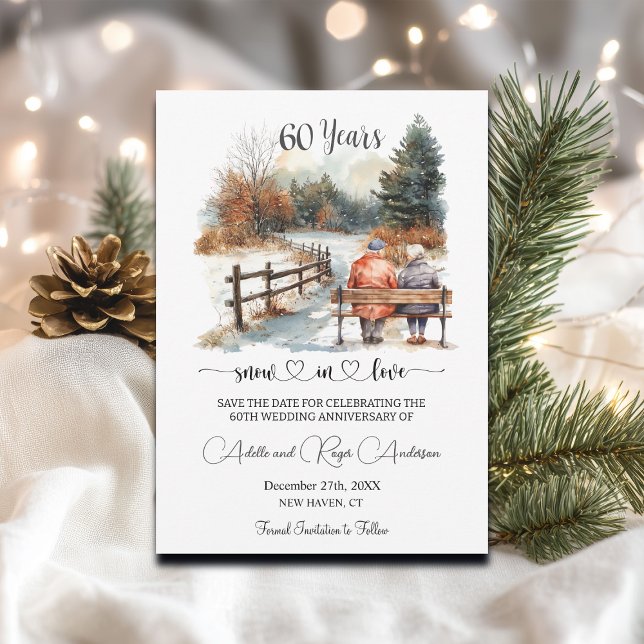 60th Wedding Anniversary Winter Landscape Romantic Save The Date (Creator Uploaded)