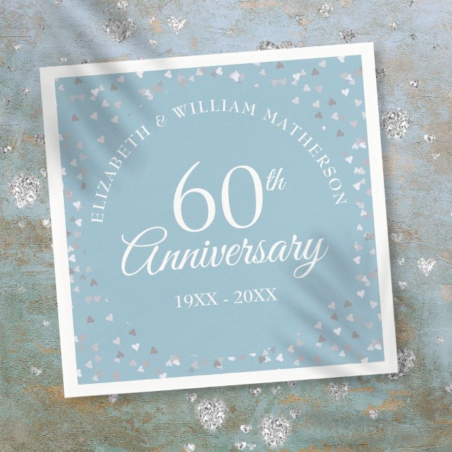 60th Wedding Diamond Anniversary Hearts Confetti Napkin (60th Wedding Diamond Anniversary Hearts Confetti Napkins)