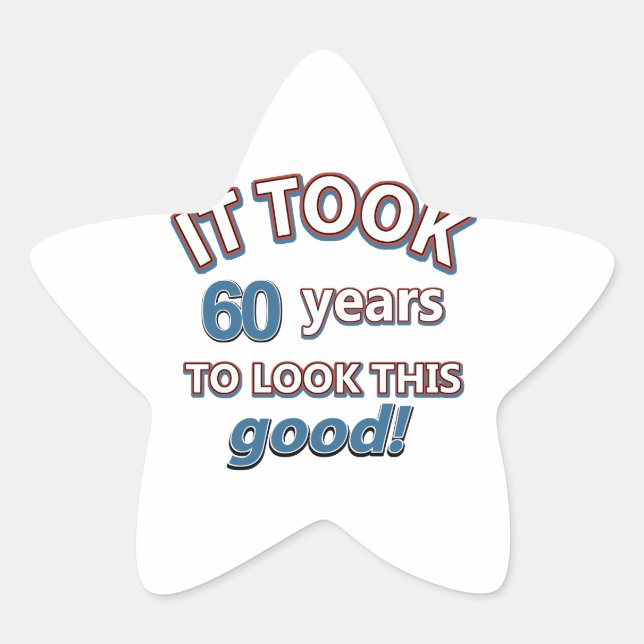 60th year birthday designs star sticker (Front)