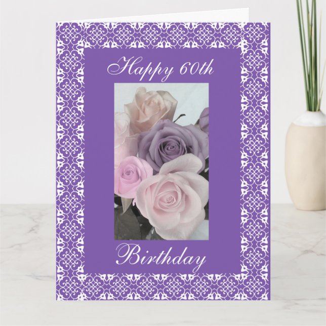 60th's birthday roses (change age) card (Front)