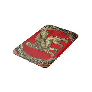 [610] Assyrian Winged Lion - Gold Lamassu Bath Mat