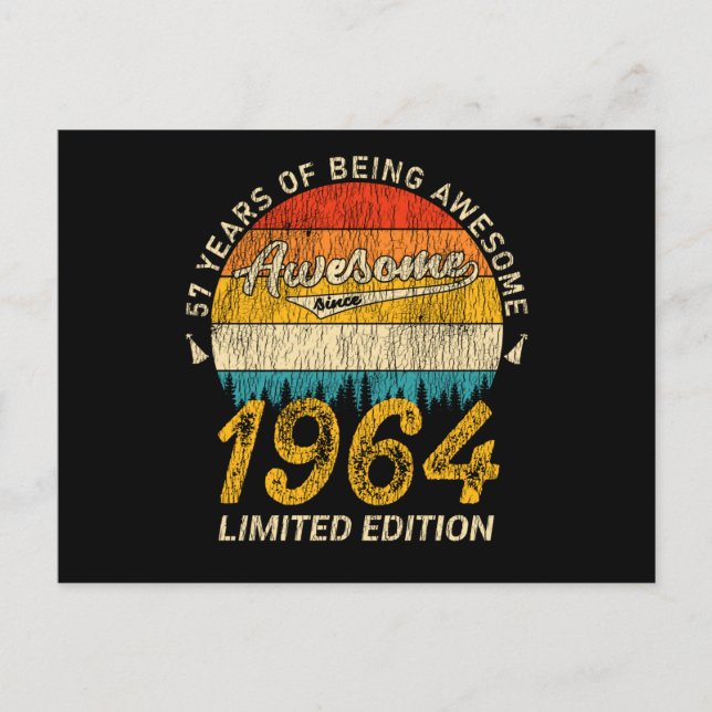 61 Year Old 1964 Retro Awesome 61st Birthday Gift Postcard (Front)