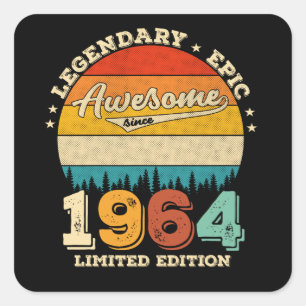 61 Year Old Bday 1964 Awesome 61st Birthday Gift Square Sticker