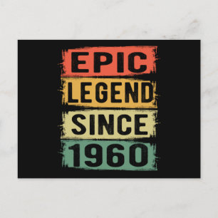 61 Years Old Bday 1960 Epic Legend 62nd Birthday Postcard