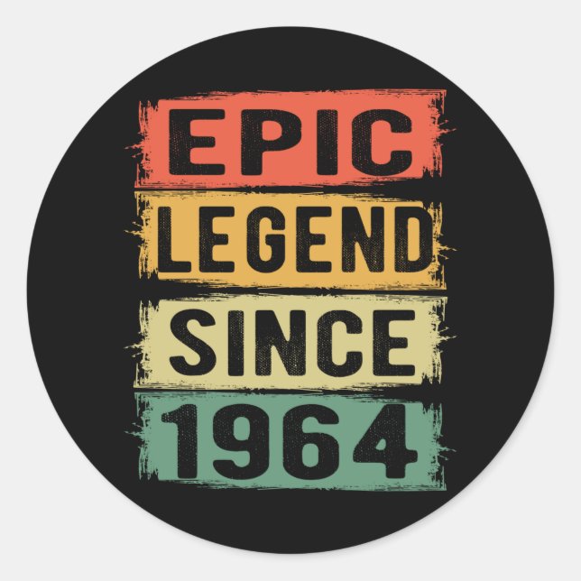 61 Years Old Bday 1964 Epic Legend 61st Birthday Classic Round Sticker (Front)