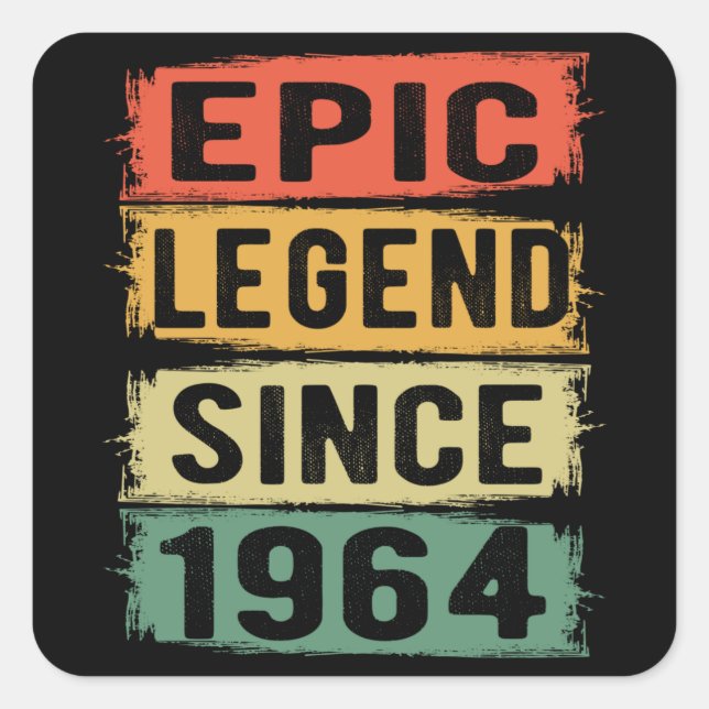 61 Years Old Bday 1964 Epic Legend 61st Birthday Square Sticker (Front)
