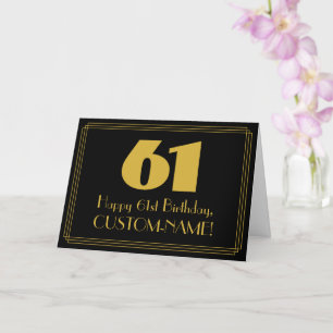 61st Birthday: Art Deco Inspired Look "61" & Name Card