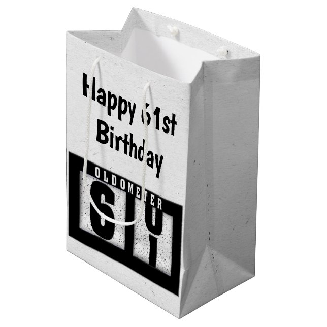 61st Birthday Black Odometer Medium Gift Bag (Front Angled)