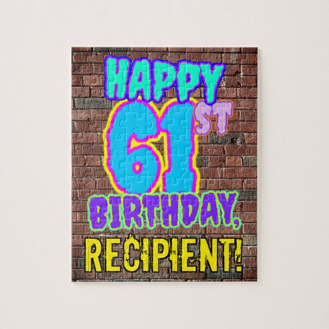 61st Birthday ~ Fun, Urban Graffiti Inspired Look Jigsaw Puzzle (Vertical)