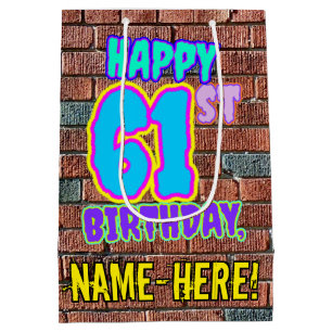 61st Birthday: Fun, Urban Graffiti Inspired Look Medium Gift Bag