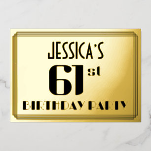 61st Birthday Party: Art Deco Look “61” and Name
