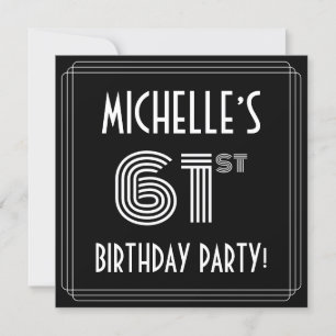61st Birthday Party: Art Deco Style w/ Custom Name Invitation