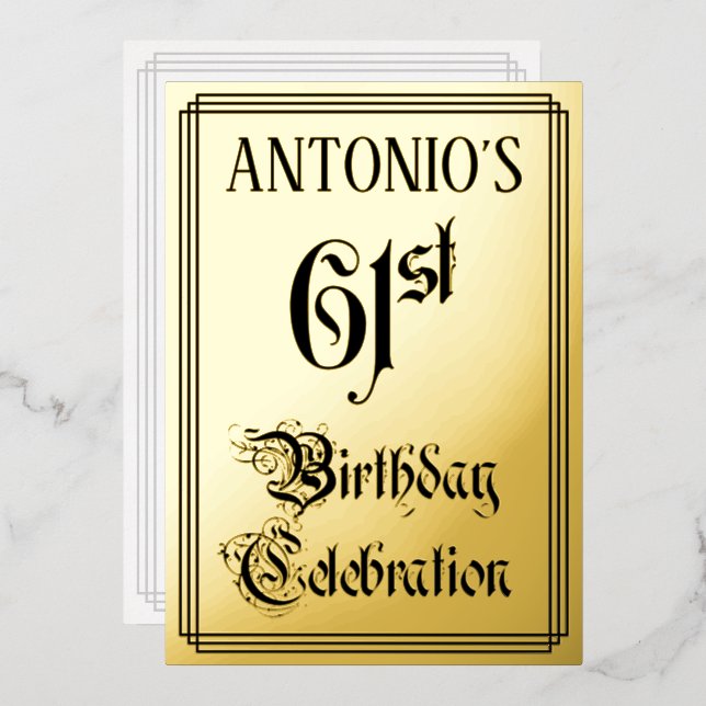 61st Birthday Party — Elegant Script + Custom Name (Front/Back)