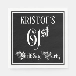 61st Birthday Party — Fancy Script + Custom Name Napkin