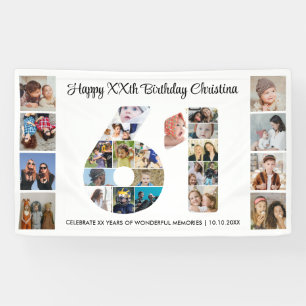 61st Birthday Party Number 61 Photo Collage Banner
