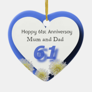 61st Wedding Anniversary Ceramic Ornament
