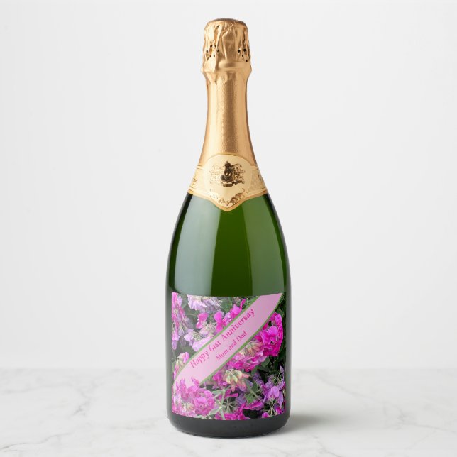 61st Wedding Anniversary  Sparkling Wine Label (Front)
