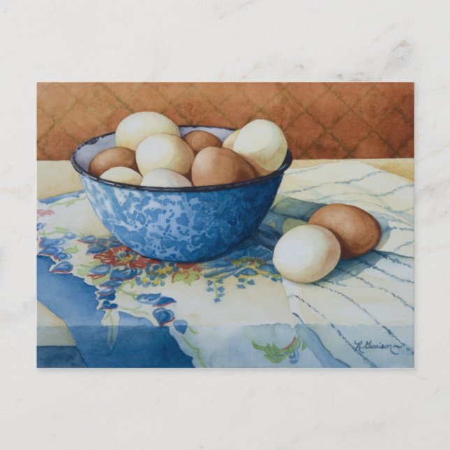 6293 Eggs in Enamelware Bowl Postcard (Front)