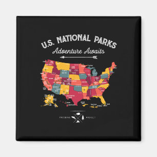 62 National Parks Map Gifts Us Park Vintage Campin Magnet