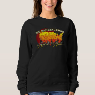 62 National Parks Map Us Park Vintage Camping Hiki Sweatshirt
