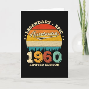 62 Year Old Awesome Since 1960 62nd Birthday Gift Card