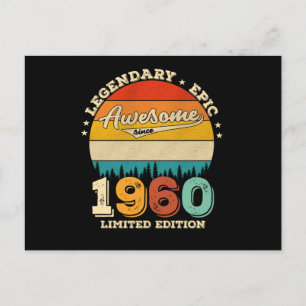 62 Year Old Awesome Since 1960 62nd Birthday Gift Postcard