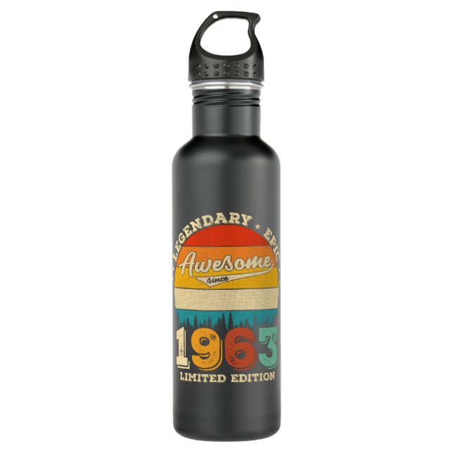 62 Year Old Bday 1963 Awesome 62nd Birthday Gift 710 Ml Water Bottle (Front)