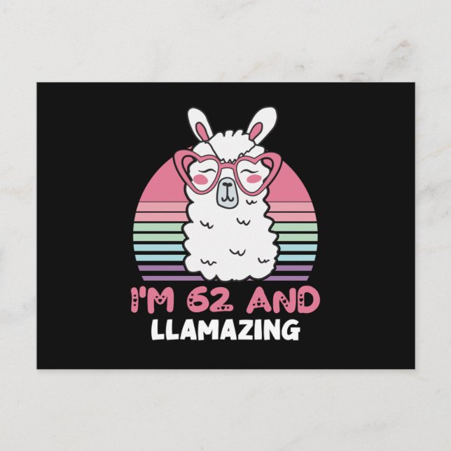 62 Year Old Bday Llamazing 62nd Birthday Llama Postcard (Front)