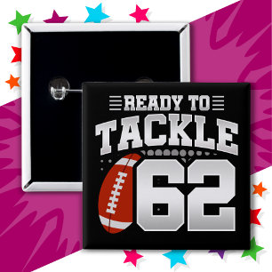 62 Year Old Tackle Football Party 62nd Birthday 15 Cm Square Badge