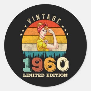 62 Year Old Women Bday 1960 Vintage 62nd Birthday Classic Round Sticker