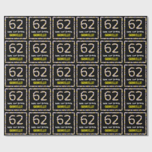 62nd Birthday: Floral Flowers Number, Custom Name Wrapping Paper