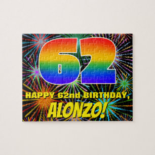 62nd Birthday: Fun, Colourful Celebratory Firework Jigsaw Puzzle
