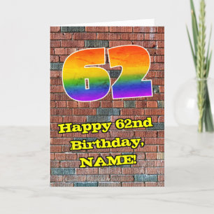 62nd Birthday: Fun Graffiti-Inspired Rainbow 62 Card