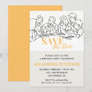 62nd birthday invitations Save the date Dinner