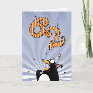 62nd Birthday - Penguin Surprise Card