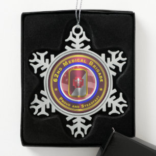 62nd Medical Brigade Snowflake Pewter Christmas Ornament