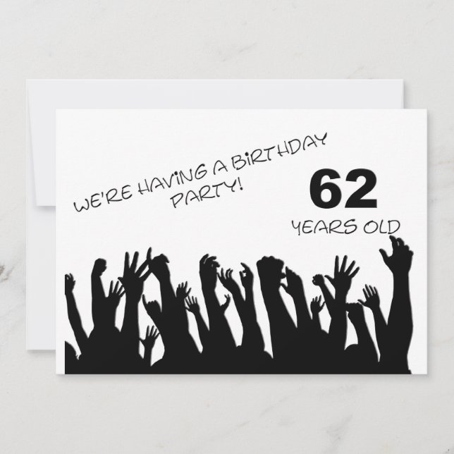 62nd party invitation with cheering crowds (Front)