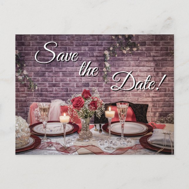 6371-Bride and Groom Wedding Table Postcard (Front)