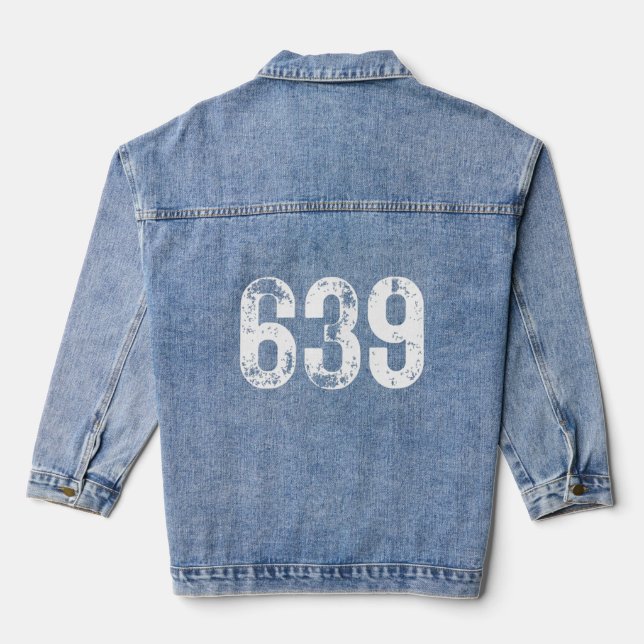 639 Area Code Saskatchewan Mobile Telephone Area C Denim Jacket (Back)