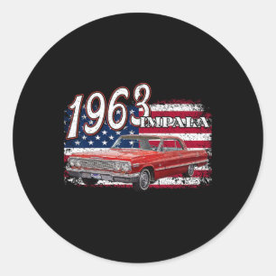 63 Impala Lowrider Ss 4th Of July American Classic Round Sticker