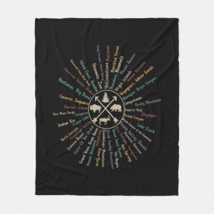 63 National Parks Map Gifts US Park Vintage Campin Fleece Blanket