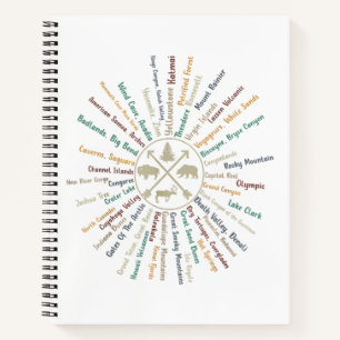 63 National Parks Map Gifts US Park Vintage Campin Notebook