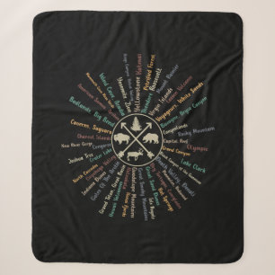 63 National Parks Map Gifts US Park Vintage Campin Sherpa Blanket