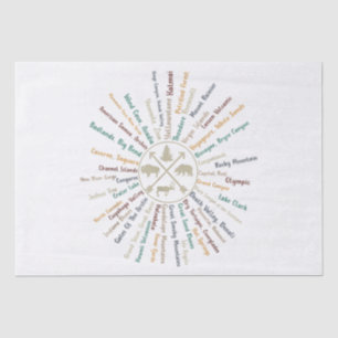 63 National Parks Map Gifts US Park Vintage Campin Tissue Paper