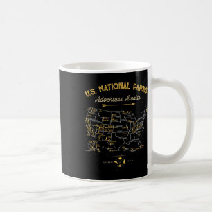 63 National Parks Map Us Park Retro Vintage Campin Coffee Mug