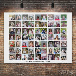 63 Square Photo Collage Grid with Text - black Poster<br><div class="desc">Use 63 SQUARE photos to create a personal photo collage. This modern, clean layout includes a text block in a sans serif font to add a family name or a name. The background colour can be changed in the customise area. ***For best results for this multi photo layout - crop...</div>